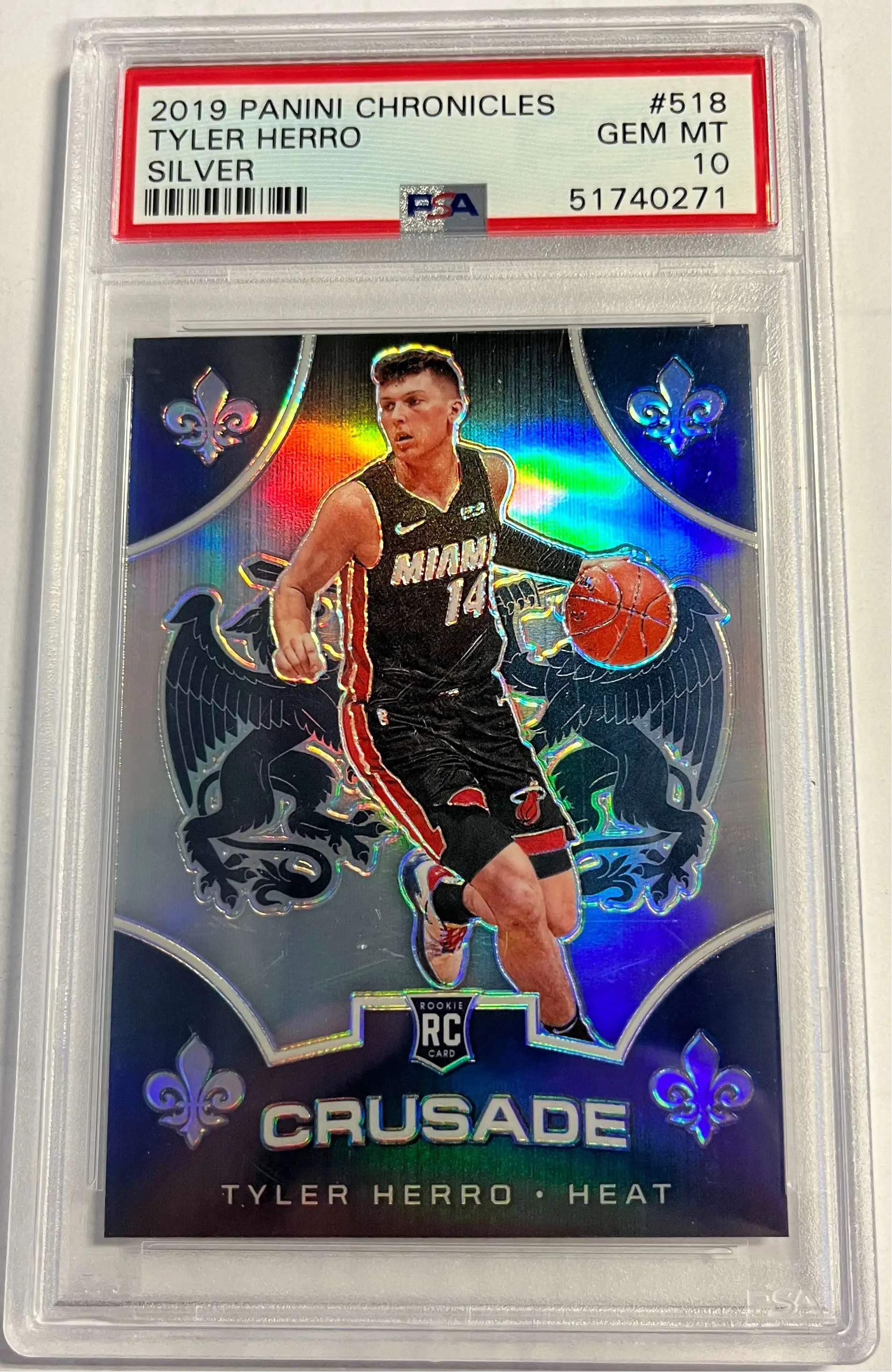 NBA 2019 Chronicles Tyler Herro Rookie Graded Card #518 [Silver Crusade] [PSA 10]