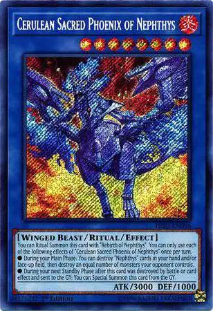 YuGiOh Hidden Summoners Secret Rare Cerulean Sacred Phoenix of Nephthys HISU-EN006