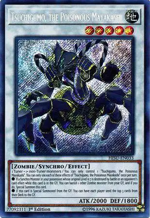 YuGiOh Hidden Summoners Secret Rare Tsuchigumo, the Poisonous Mayakashi HISU-EN033