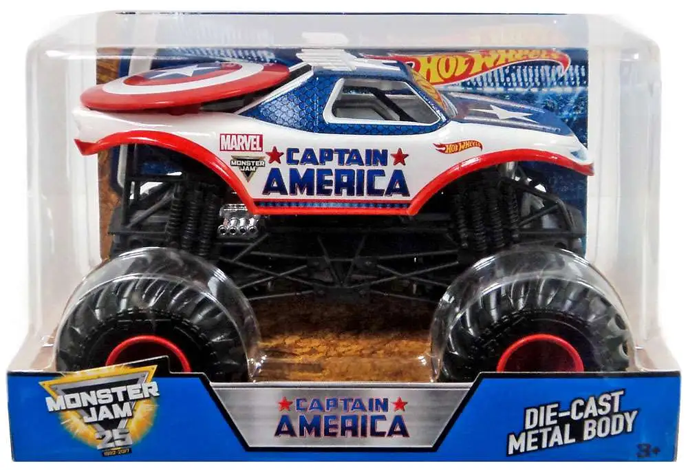 Mattel shops Monster Jam 2012 Marvel Captain America 1:24 Scale Die Cast Truck