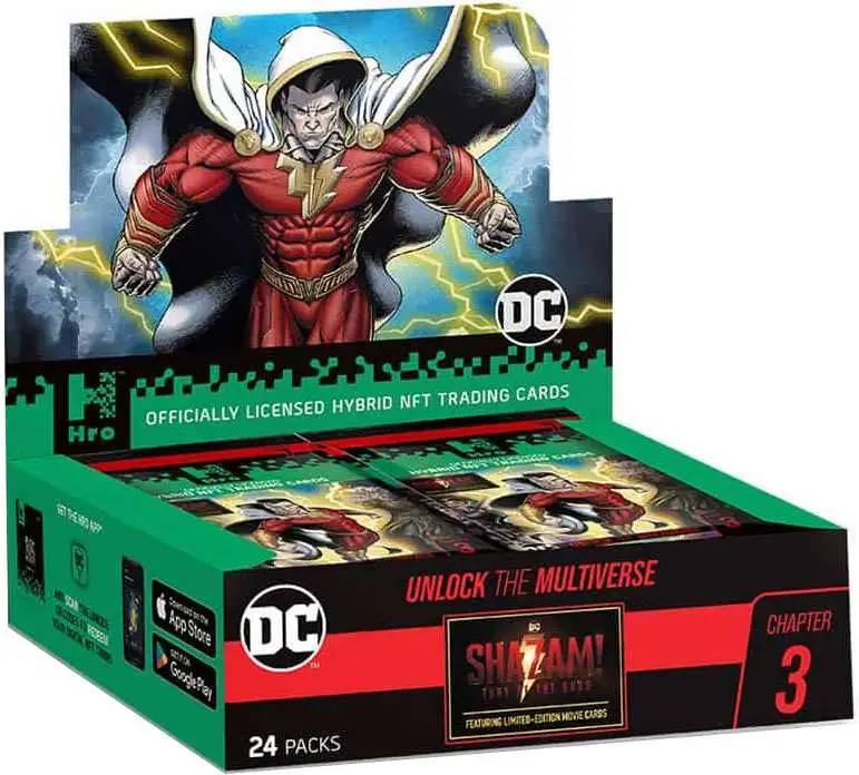 Hro DC Unlock the Multiverse Chapter 3 SHAZAM Hybrid NFT Trading Card Booster Box [24 Packs]