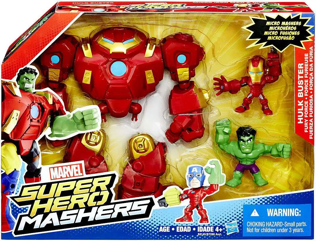 Marvel Super Hero Mashers Hulk Buster Fury Force Figure Set [Micro Hulk & Iron Man]