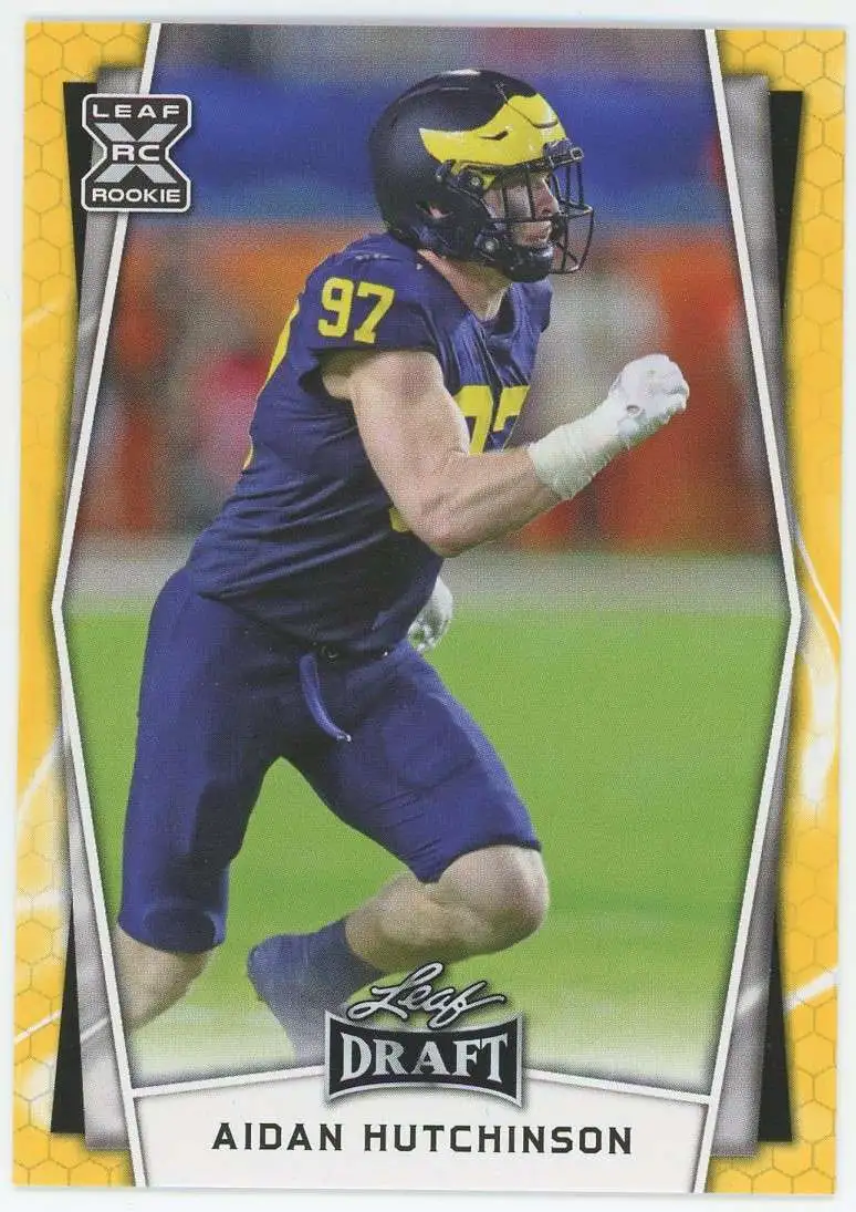 NFL 2022 Draft Football Single Card Gold Aidan Hutchinson B3 Rookie - ToyWiz