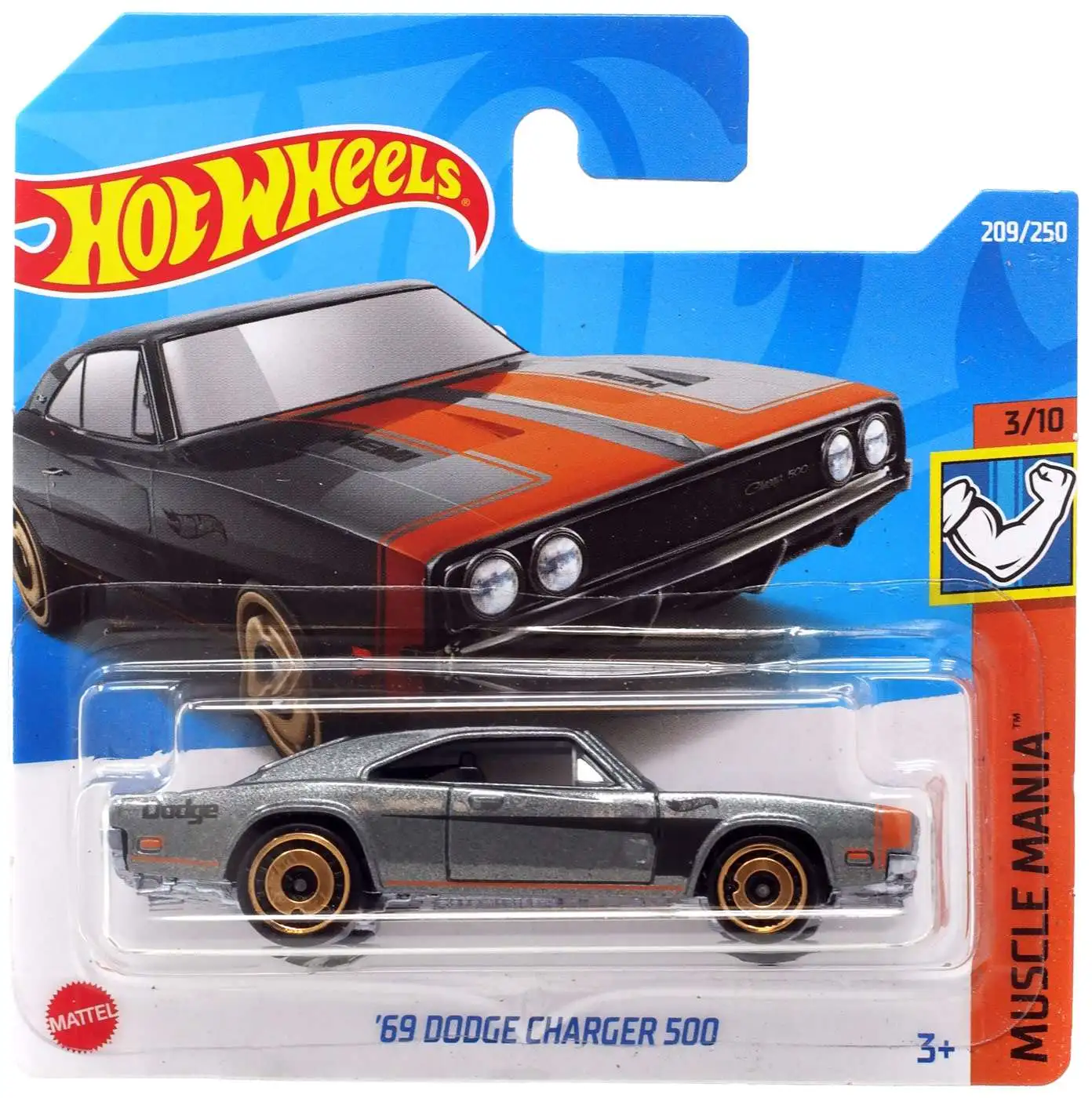 Hot Wheels HW Muscle Mania '69 Dodge Charger 500 Diecast Car #3/10 [Short Card]