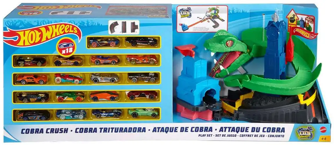 Hot Wheels City Cobra Crush Play Set [18 Cars!]