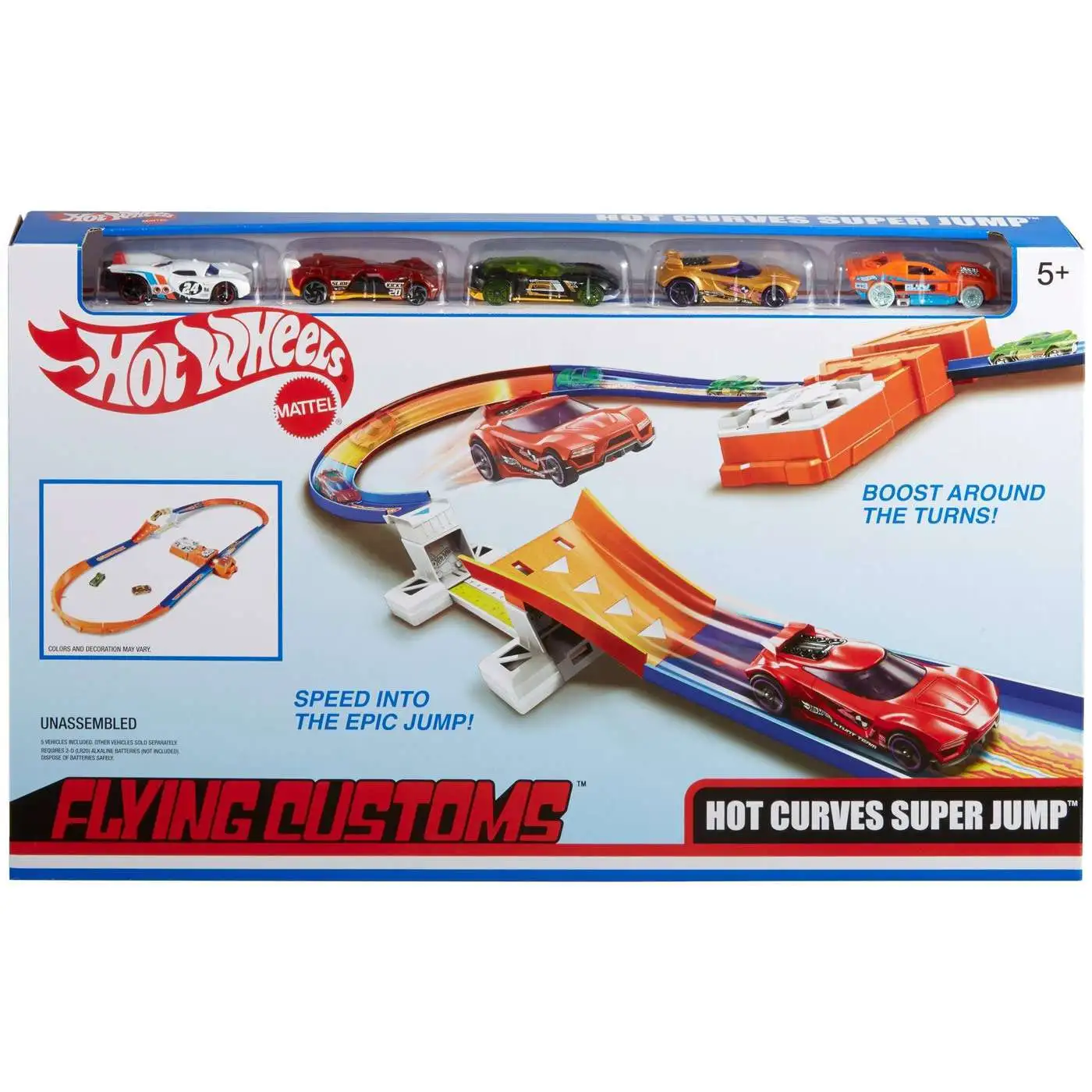 Details about   Mattel Hot Wheels Flying Customs Hot Curves Super Jump Track Set,Police Car,Fire 