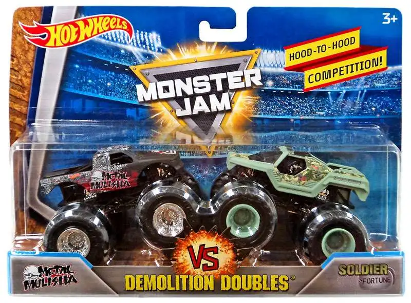 Hot Wheels Monster Jam Demolition Doubles Metal Mulisha Soldier Fortune 164 Diecast Car 2 Pack Mattel Toys ToyWiz