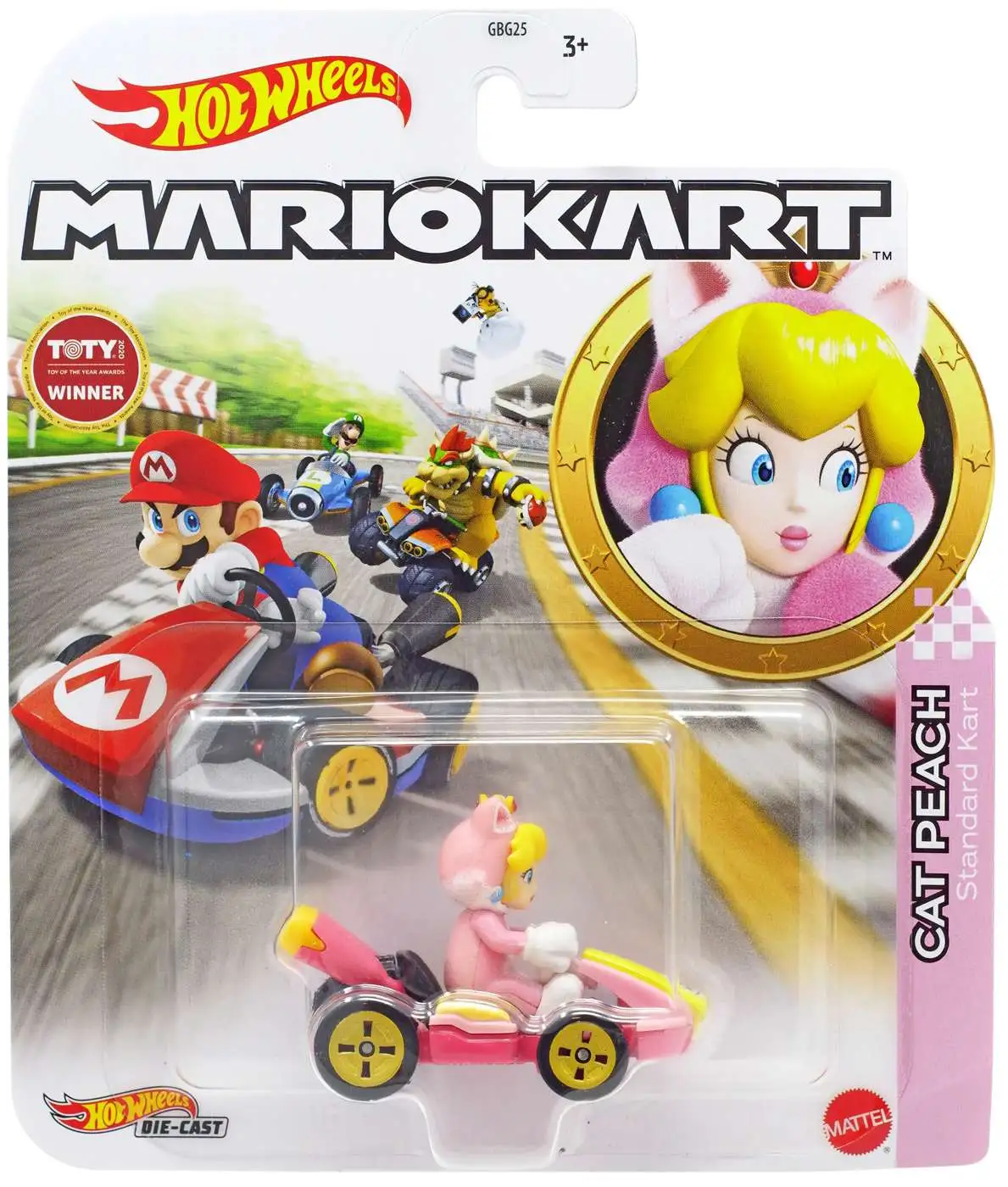 Hot Wheels 1:64 Mario Kart Princess Peach Standard Kart Die-Cast Mattel 