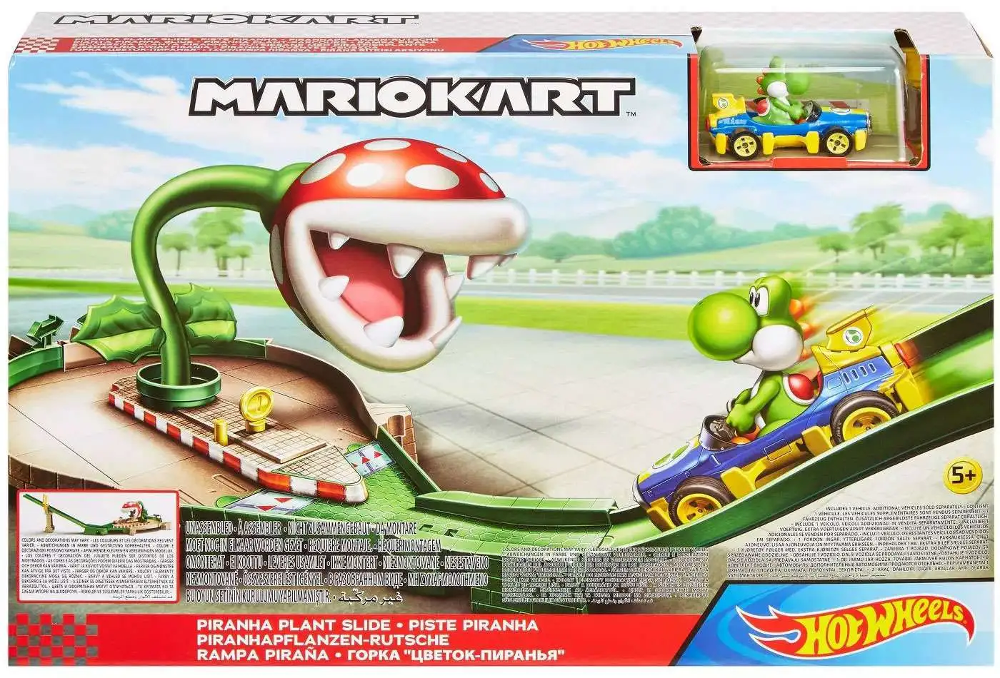 Hot Wheels Mario Kart Piranha Plant Slide Track Set [with Yoshi, Damaged Package]