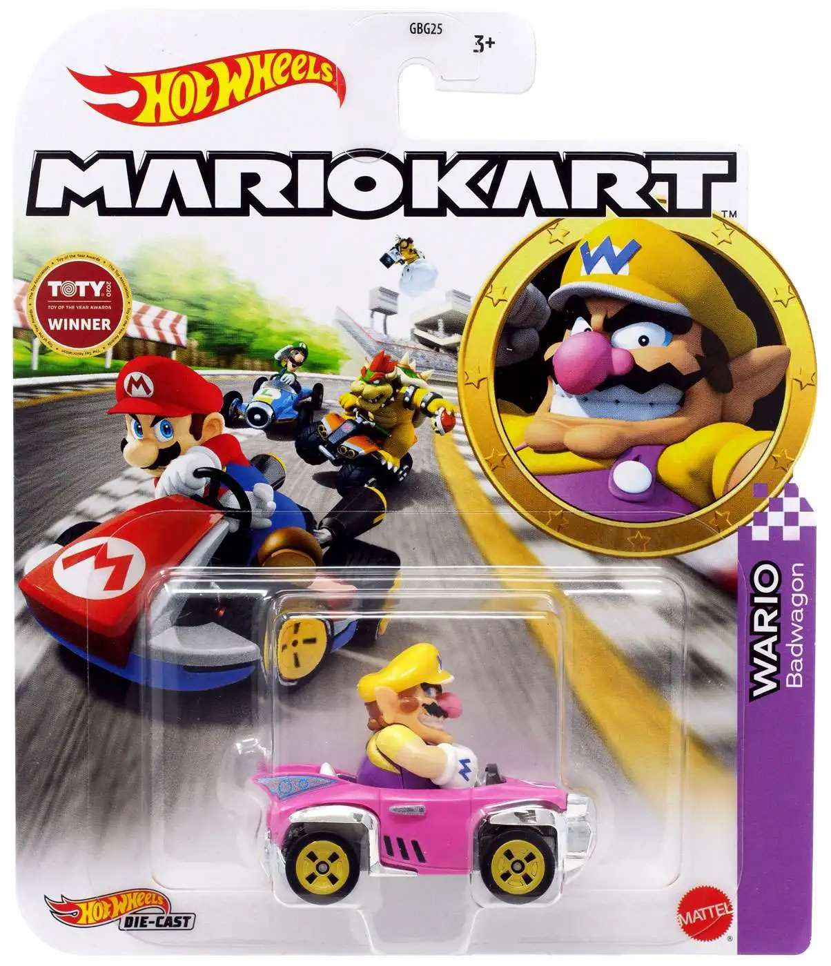 Loose Hot Wheels Mario Kart Badwagon Waluigi Diecast Car 