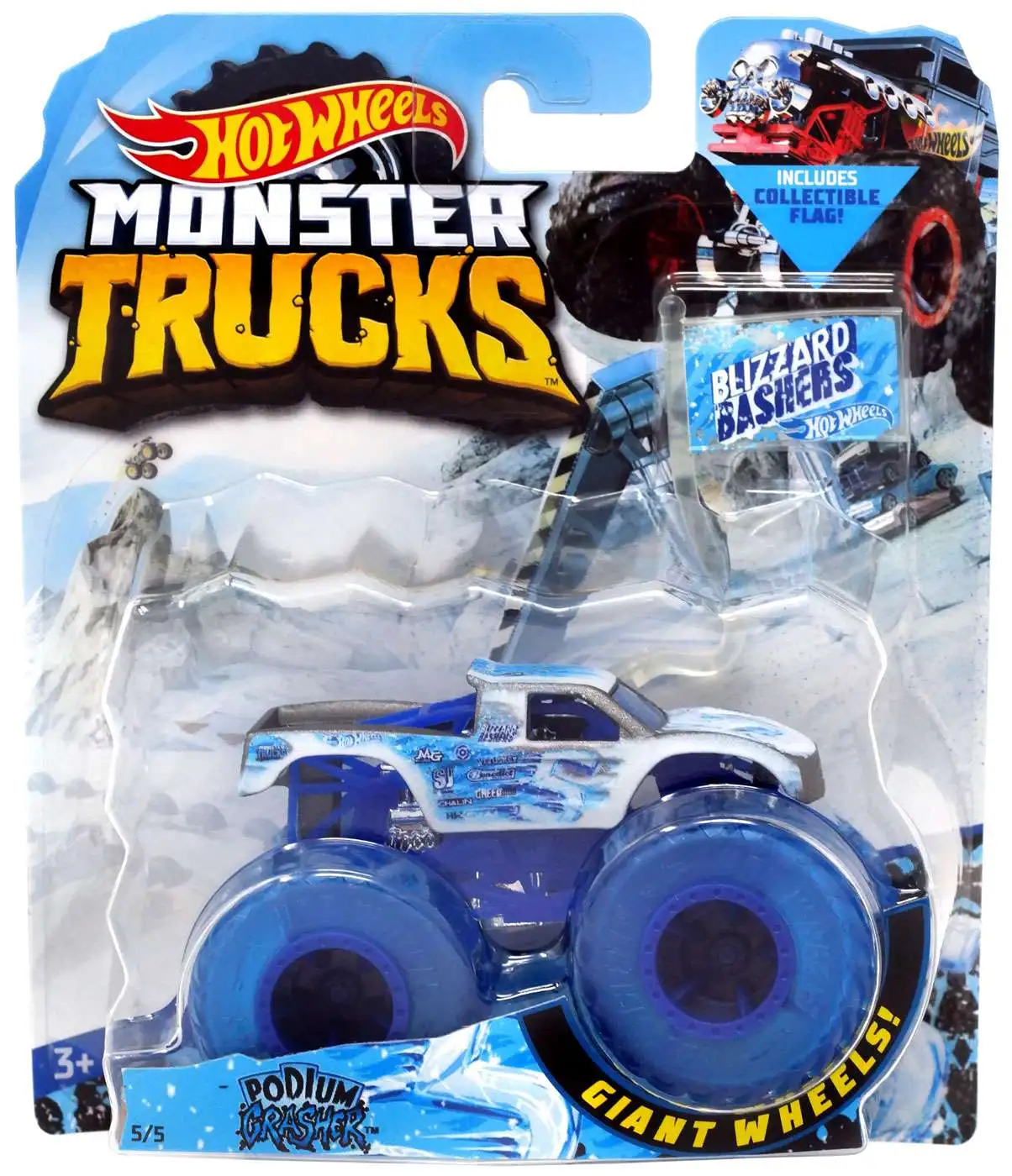 Hot Wheels Monster Trucks Blizzard Bashers Podium Crasher 164
