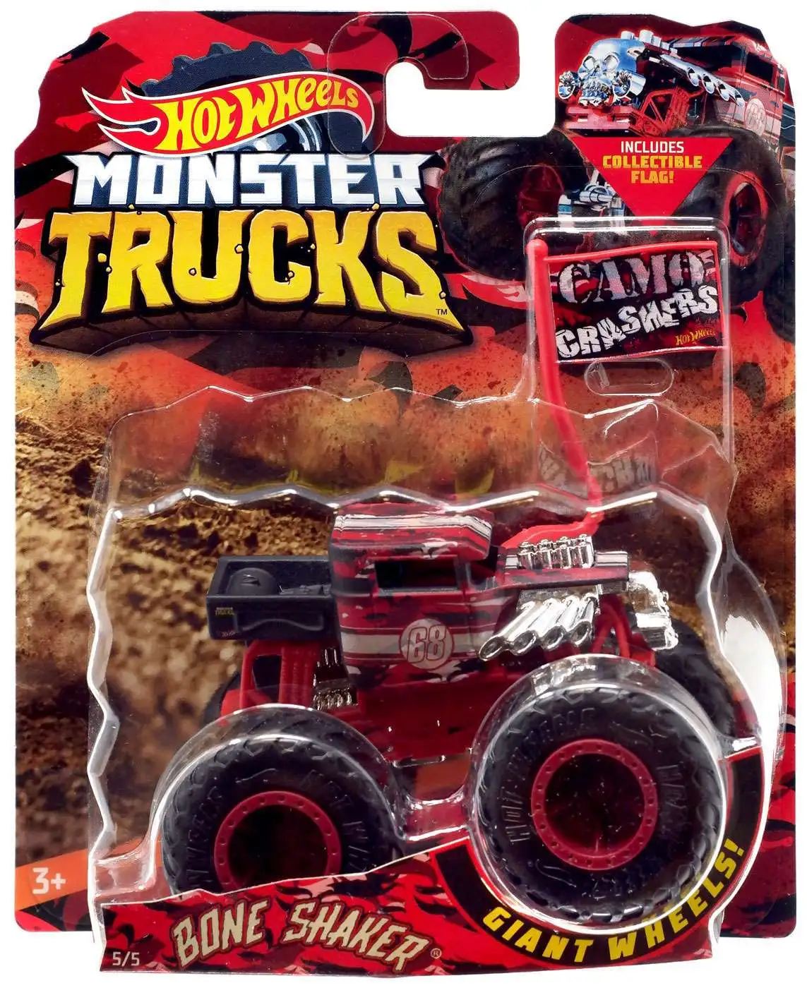 Hot Wheels Monster Trucks 1:64 Scale Boneshaker, Includes Hot