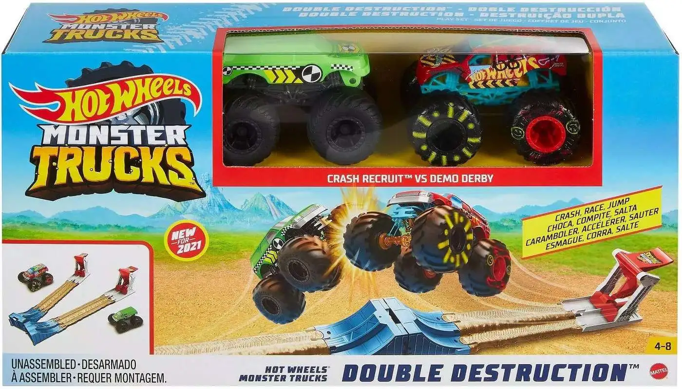 Hot Wheels Monster Trucks Double Destruction Playset