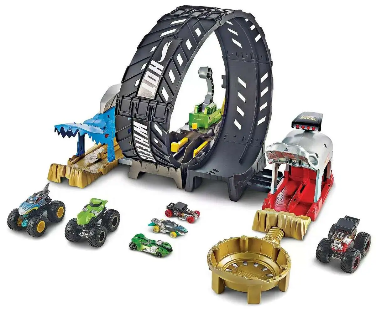 Hot Wheels Monster Trucks Sabretooth Showdown 164 Playset with Mega Wrex  Mattel Toys - ToyWiz