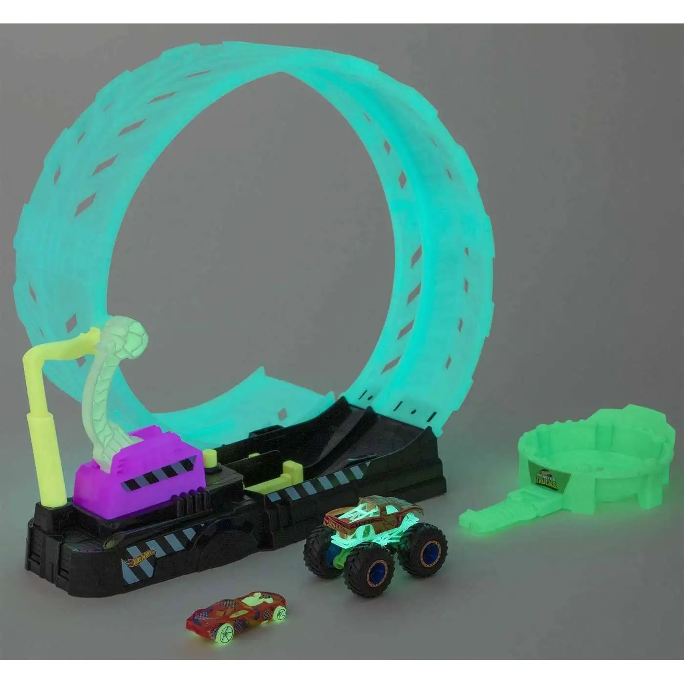 Mattel Hot Wheels Monster Trucks Glow in the Dark Epic Loop Challenge Set  Race