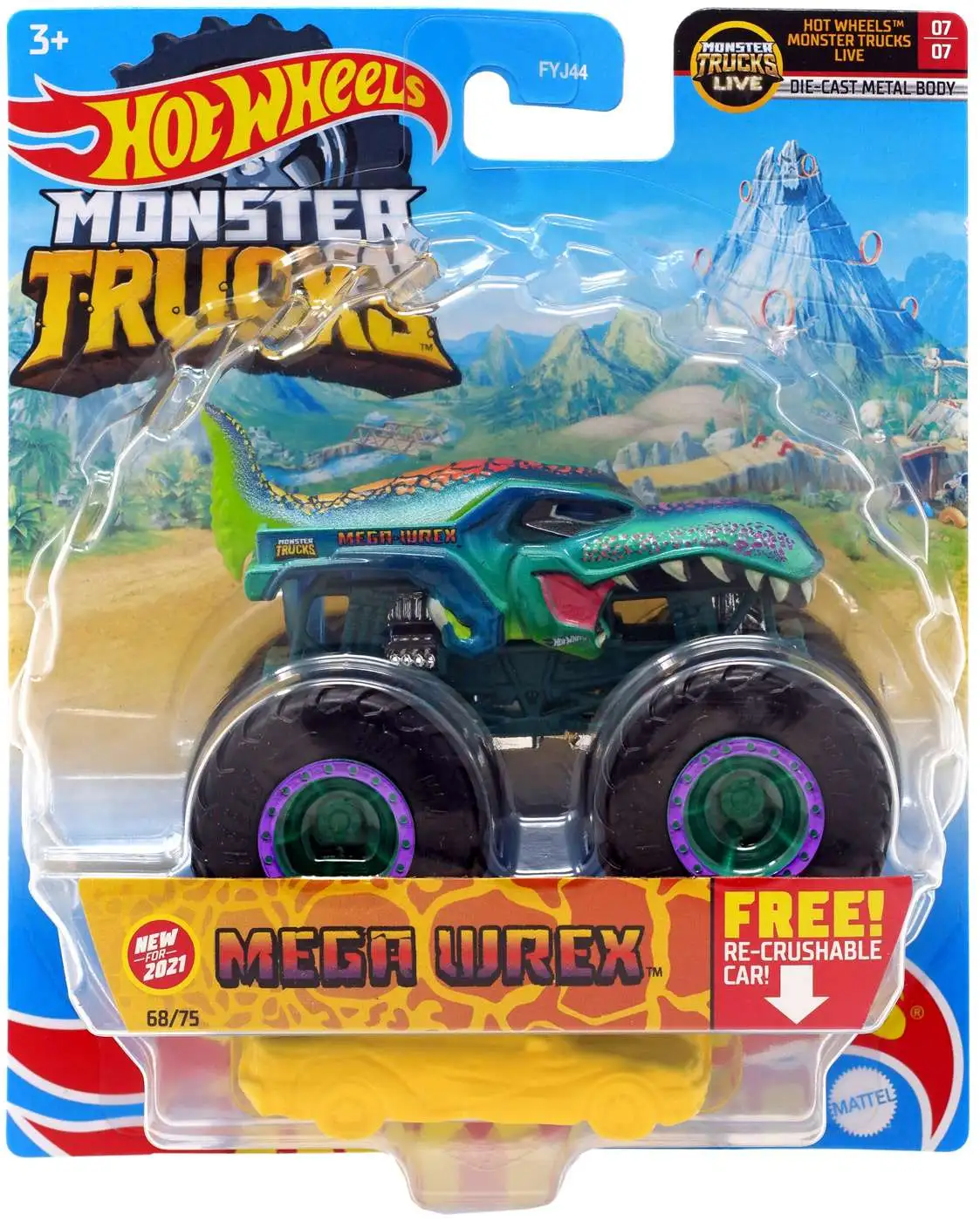 Hot Wheels Monster Trucks Mega-Wrex 164 Diecast Car 2-Pack Mattel Toys -  ToyWiz