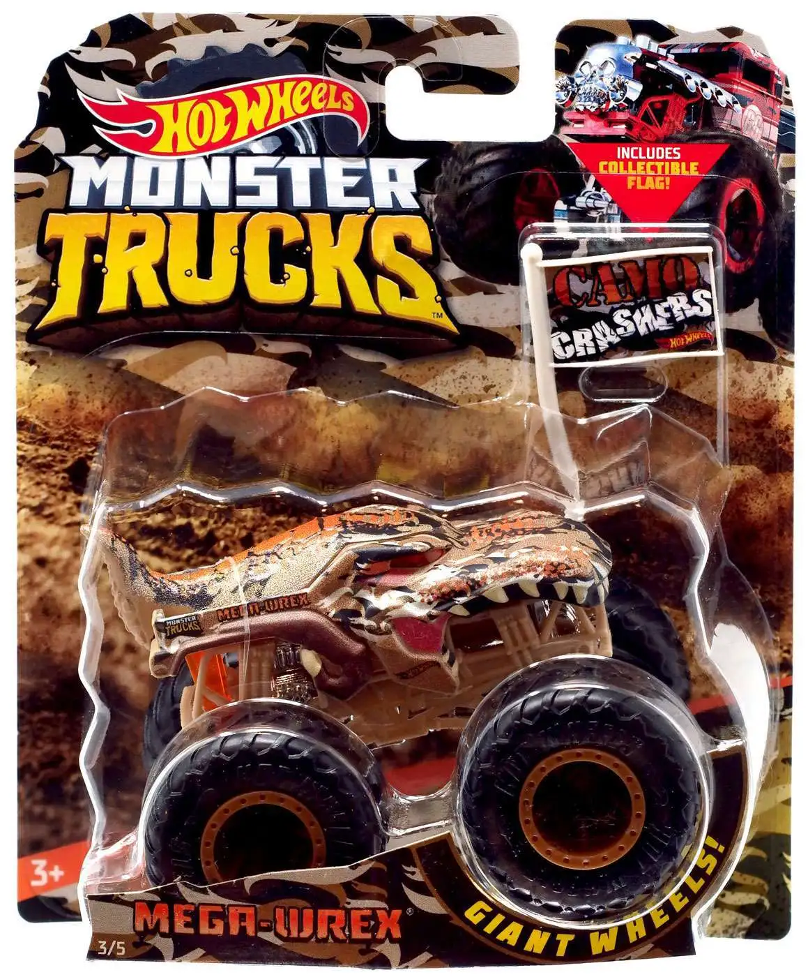 Hot Wheels Monster Trucks Mega-Wrex Diecast Car [Camo Crashers, Damaged Package]