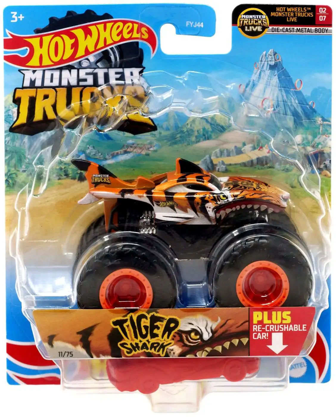 Hot Wheels Monster Truck Tiger Shark 1:24 Scale Die Cast Metal Toy