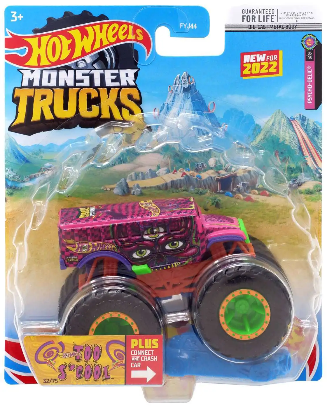 Hot Wheels Monster Trucks Psycho-Delic Too S'Cool Diecast Car [Damaged Package]