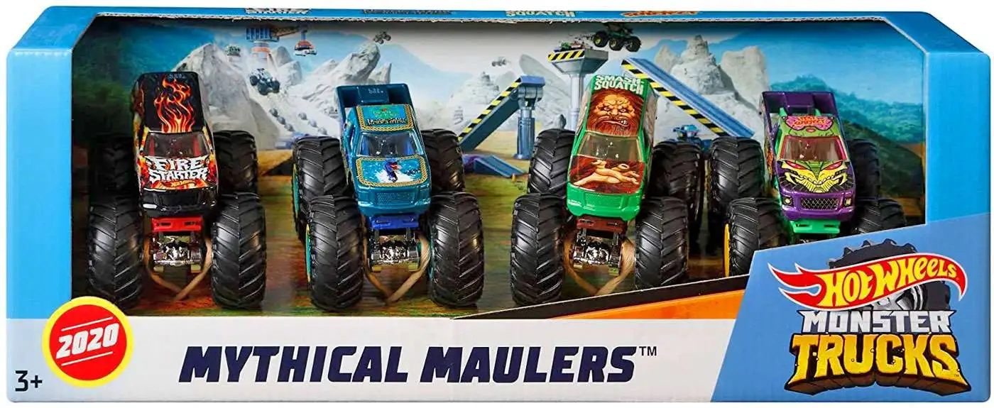 Hot Wheels Monster Trucks Mythical Maulers Diecast Car 4-Pack