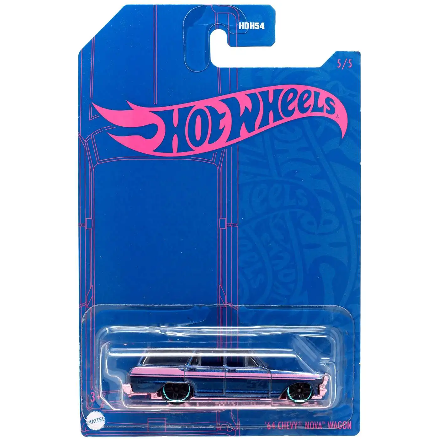 Hot Wheels 2022 Pearl & Chrome '64 Chevy Nova Wagon Diecast Car #5/5