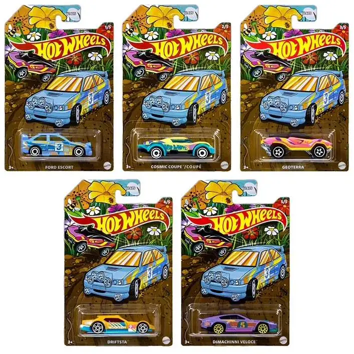Hot Wheels 2026 Spring / Easter Ford Escort, Cosmic Coupe, Geoterra, Driftsta & Dimachinni Veloce Diecast Car Set