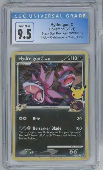 Pokemon Celebrations Hydreigon C Holo Graded Card SWSH138 [CGC 9.5] [NM/Mint+]