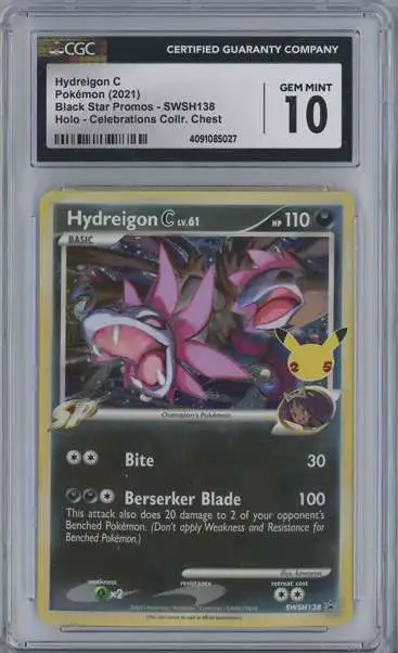 Pokemon Trading Card Game Sword Shield Promo Single Card Hydreigon C SWSH138 Holo CGC 10 - ToyWiz Pokemon Trading Card Game Sword Shield Promo Single Card Hydreigon C SWSH138 Holo CGC 10 - ToyWiz