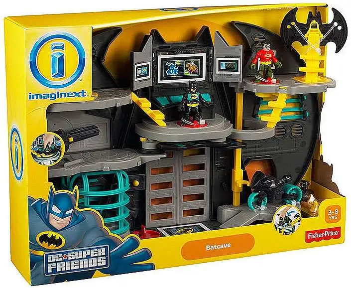 Fisher Price Imaginext Batcave DC Super Friends New Batman Robin Batwing cycle 