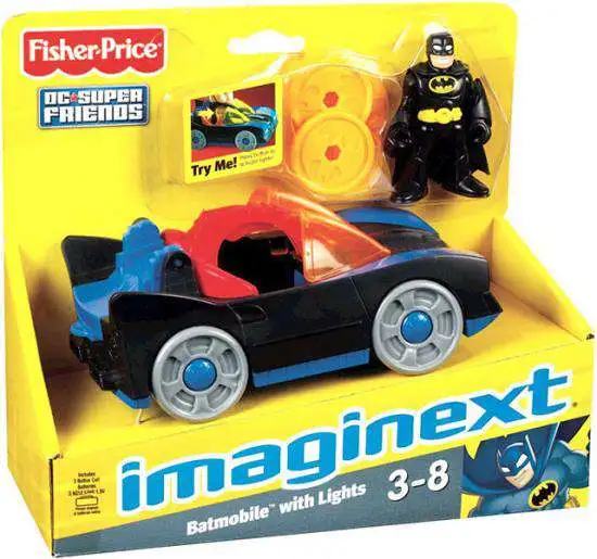 Fisher Price DC Super Friends Imaginext Batmobile with Lights 3-Inch Figure Set