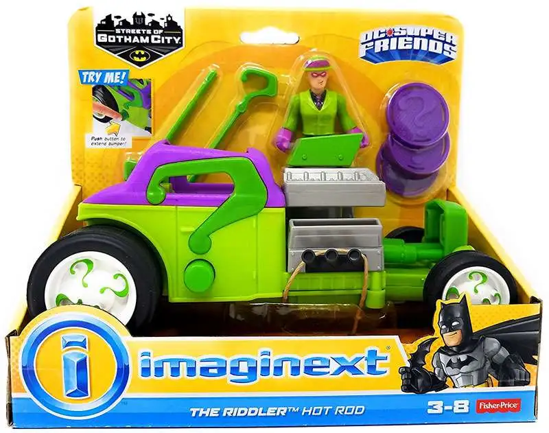 Fisher Price DC Super Friends Imaginext Gotham City The Riddler Hot Rod 3-Inch Figure Set [Streets of Gotham City]