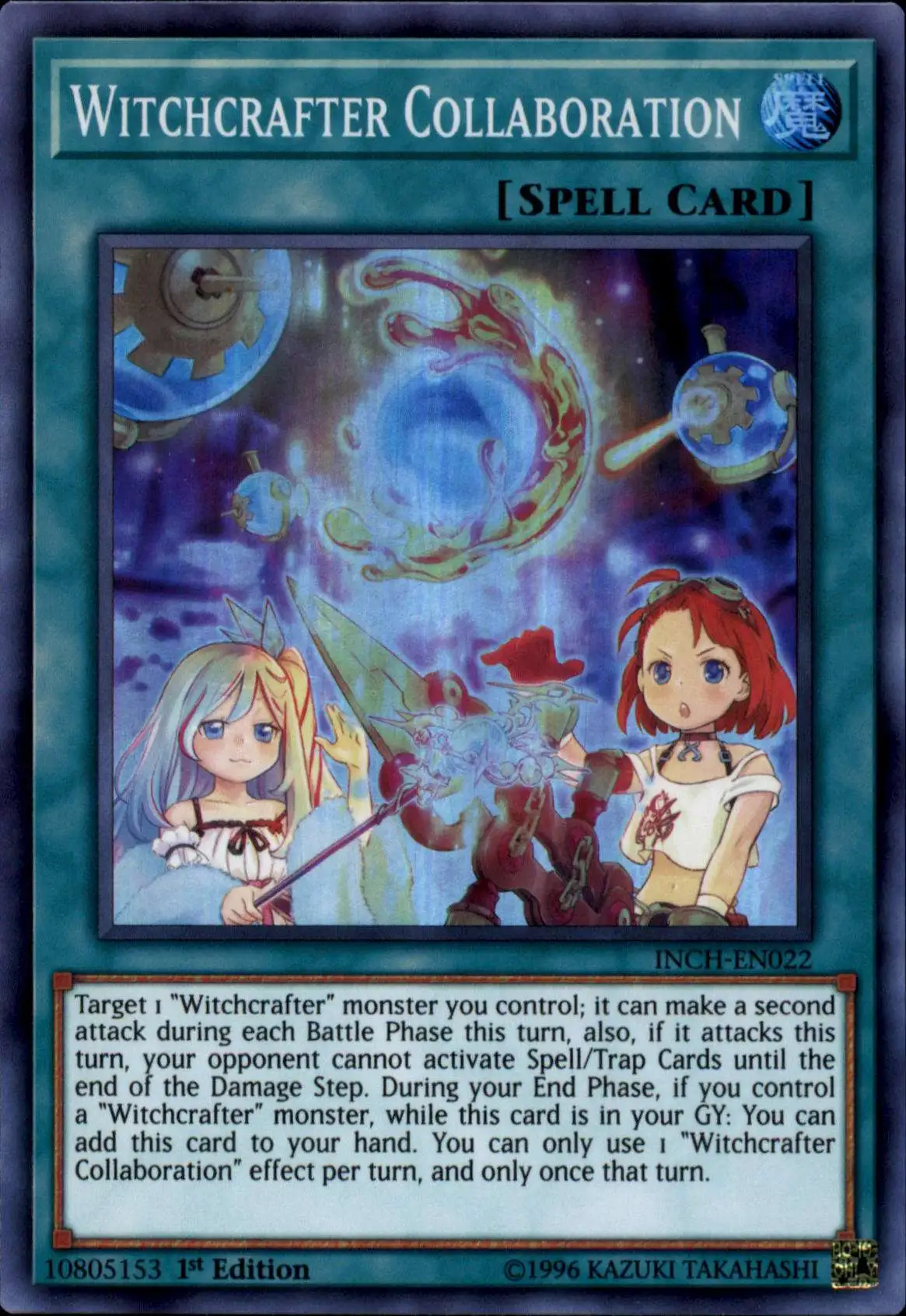 YuGiOh Trading Card Game The Infinity Chasers Super Rare Witchcrafter Collaboration INCH-EN022