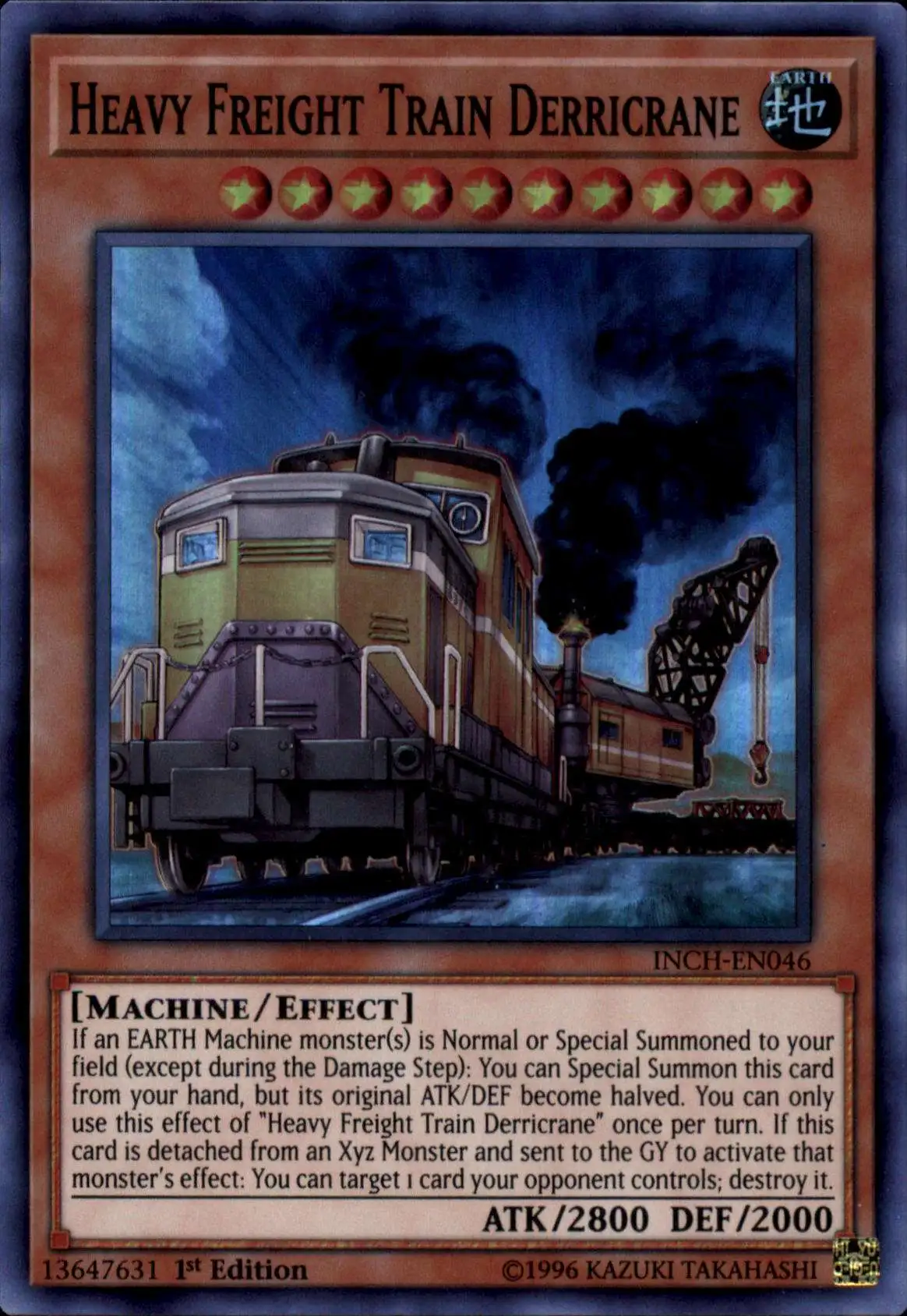 YuGiOh Trading Card Game The Infinity Chasers Super Rare Heavy Freight Train Derricrane INCH-EN046