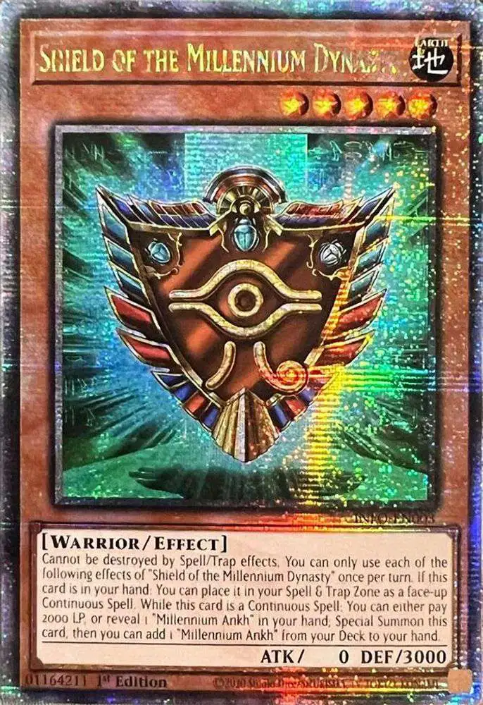 YuGiOh Trading Card Game The Infinite Forbidden Single Card Quarter Century  Secret Rare Shield of the Millennium Dynasty INFO-EN003 - ToyWiz