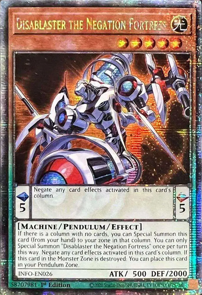YuGiOh Trading Card Game The Infinite Forbidden Quarter Century Secret Rare Disablaster the Negation Fortress INFO-EN026