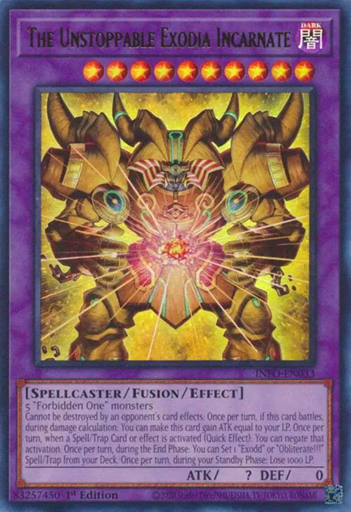 YuGiOh Trading Card Game The Infinite Forbidden Ultra Rare The Unstoppable Exodia Incarnate INFO-EN033
