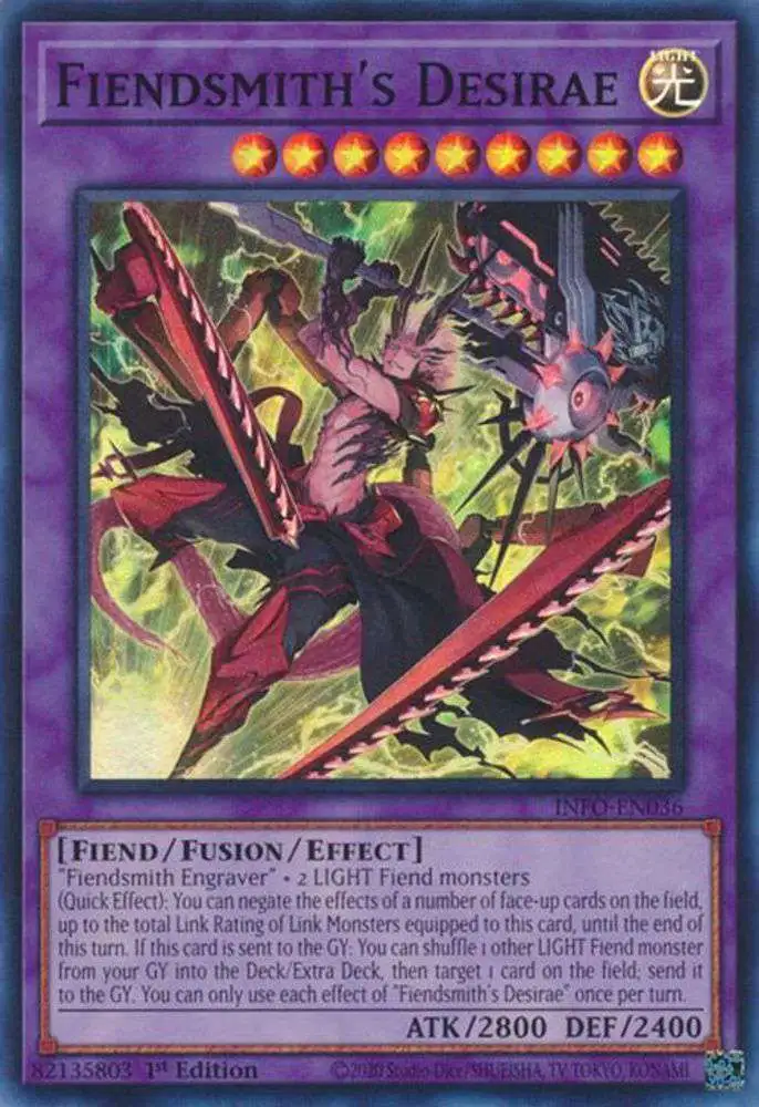 YuGiOh Trading Card Game The Infinite Forbidden Single Card Super Rare  Fiendsmiths Desirae INFO-EN036 - ToyWiz