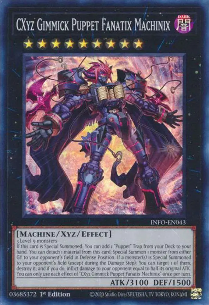 YuGiOh Trading Card Game The Infinite Forbidden Super Rare CXyz Gimmick Puppet Fanatix Machinix INFO-EN043