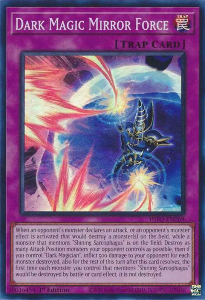YuGiOh Trading Card Game The Infinite Forbidden Super Rare Dark Magic Mirror Force INFO-EN069