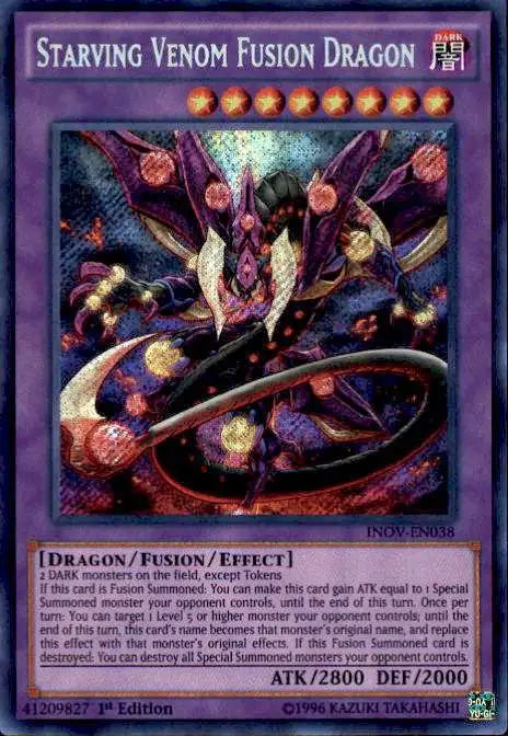 YuGiOh Invasion: Vengeance Secret Rare Starving Venom Fusion Dragon INOV-EN038