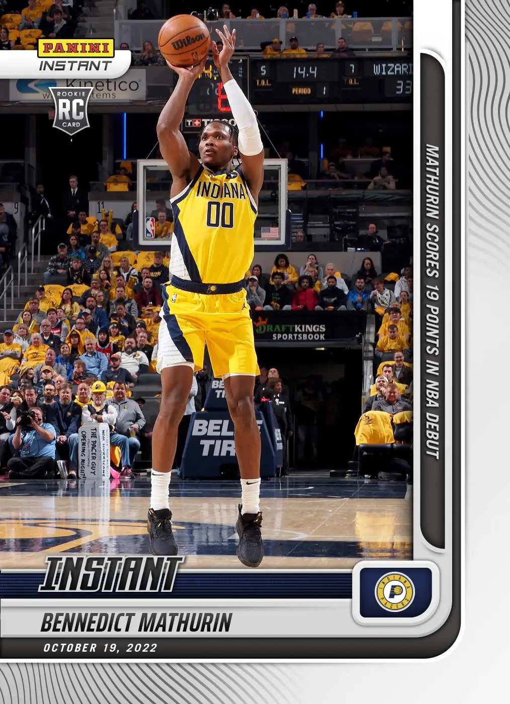 NBA Indiana Pacers 2022-23 Instant Basketball Bennedict Mathurin #6 [Rookie Card, Scores 19 Points in NBA Debut]