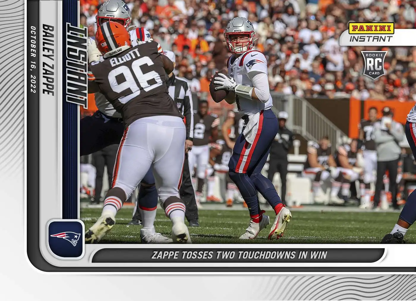 NFL New England Patriots 2022 Instant Weekly Pass Football Bailey Zappe #62 [Rookie Card, Tosses 2 Touchdowns In Win]