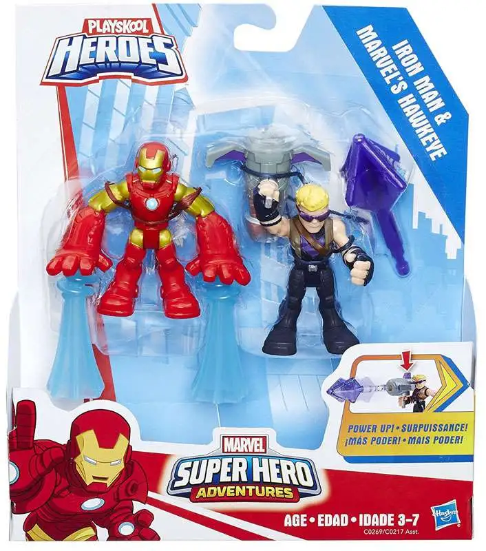 Marvel Playskool Heroes Super Hero Adventures Iron Man & Hawkeye Action Figure 2-Pack [Power Up]