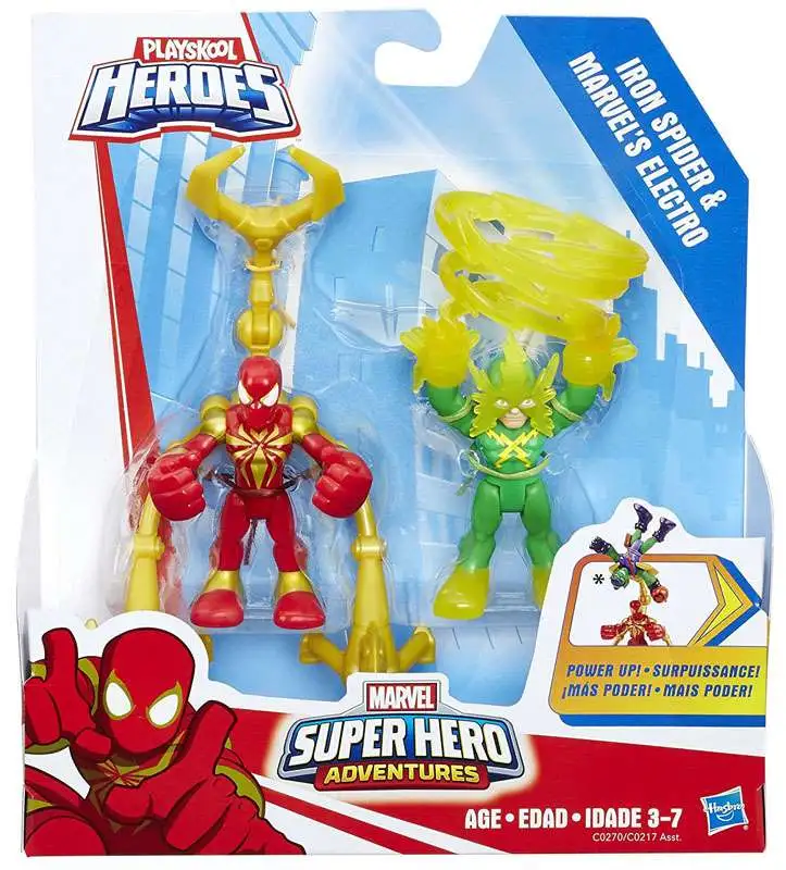 Playskool Heroes Super Hero Adventures Iron Spider & Marvel's Electro Action Figure 2-Pack [Power Up]