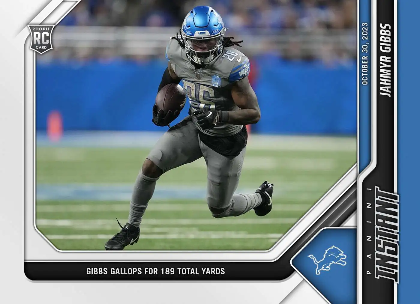 NFL Detroit Lions 2023 Panini Instant Football Jahmyr Gibbs #32 [Rookie, Gallops for 189 Total Yards]
