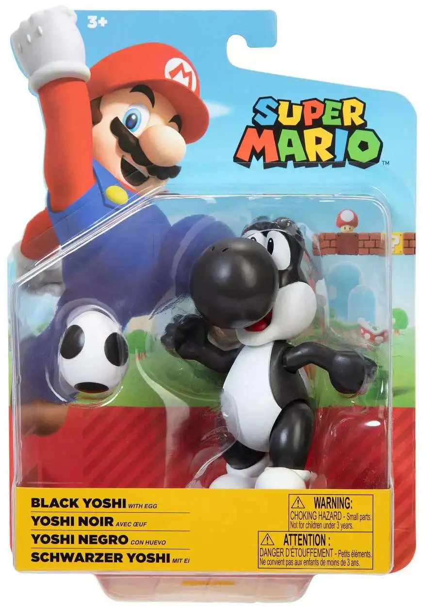 Super Mario 4 Inch Scale Figure Black Yoshi With Egg Jakks Pacific for sale online 