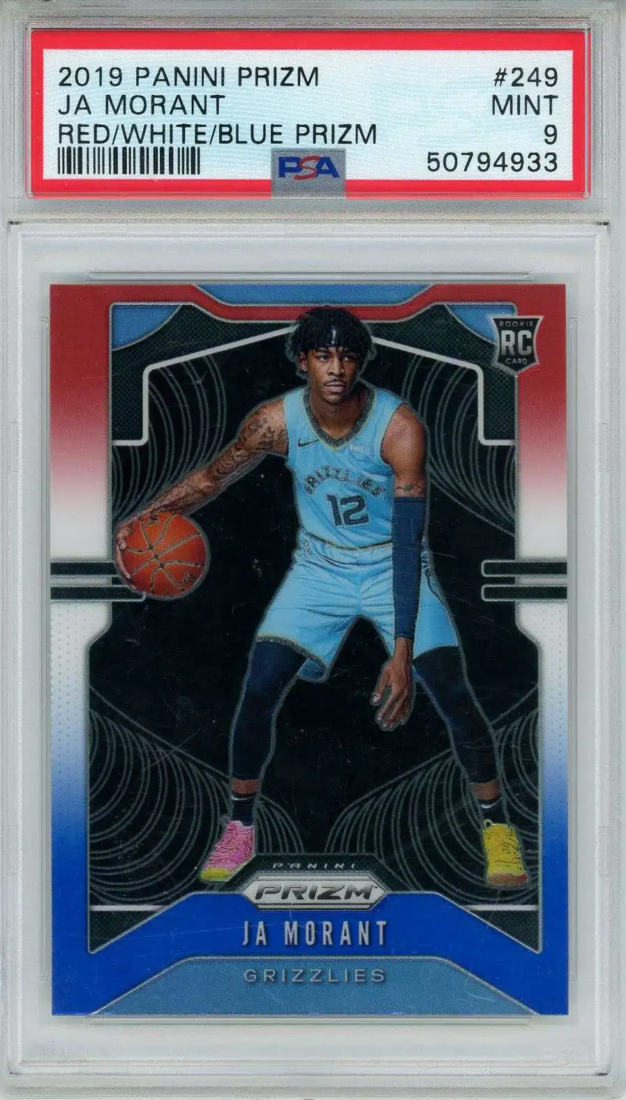 NBA 2019 Panini Prizm Single Card Red White Blue Ja Morant 249 Rookie, PSA 9  - ToyWiz