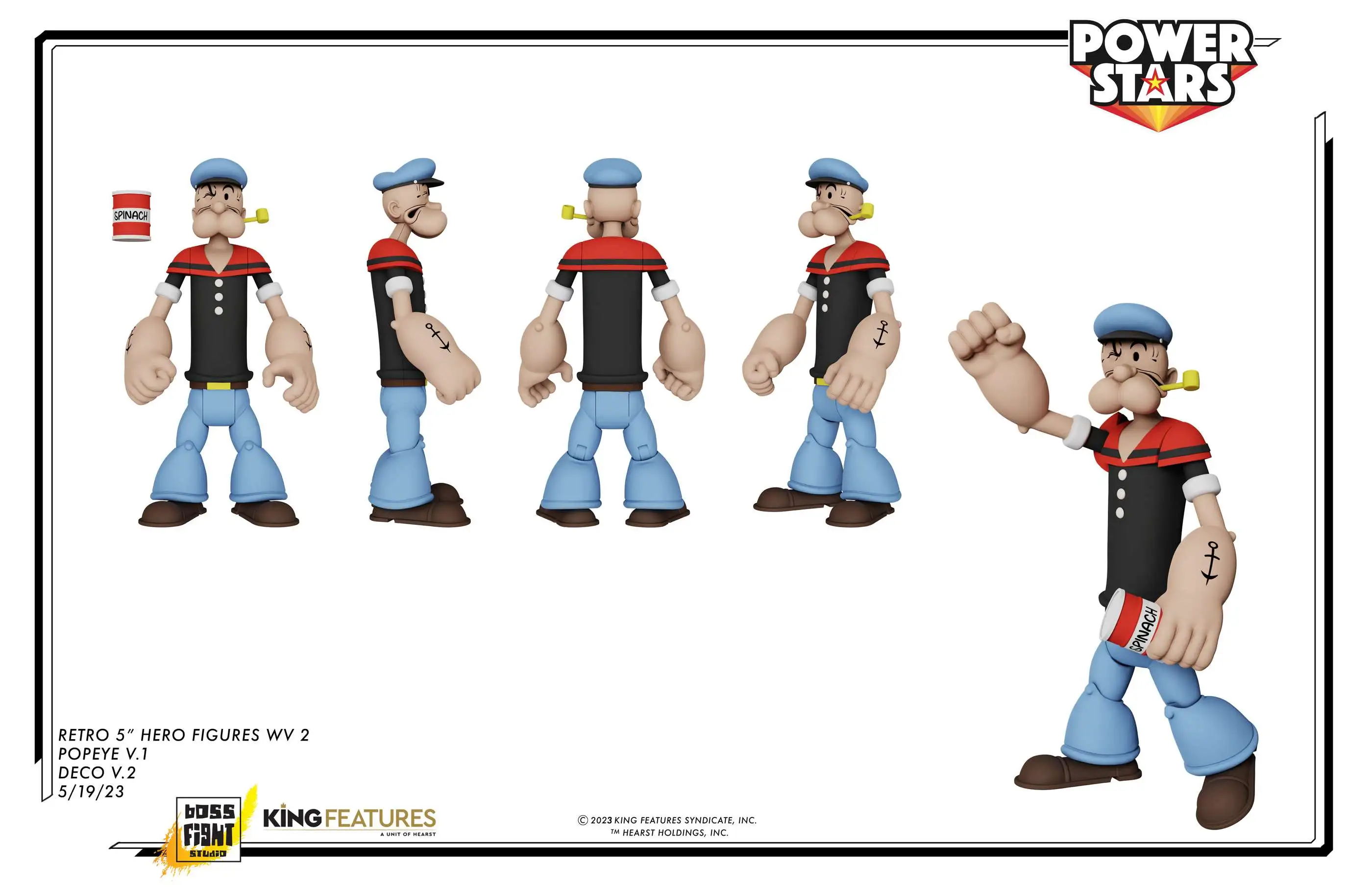 Popeye the Sailor Man Power Stars Series 2 Popeye 5 Action Figure Boss ...