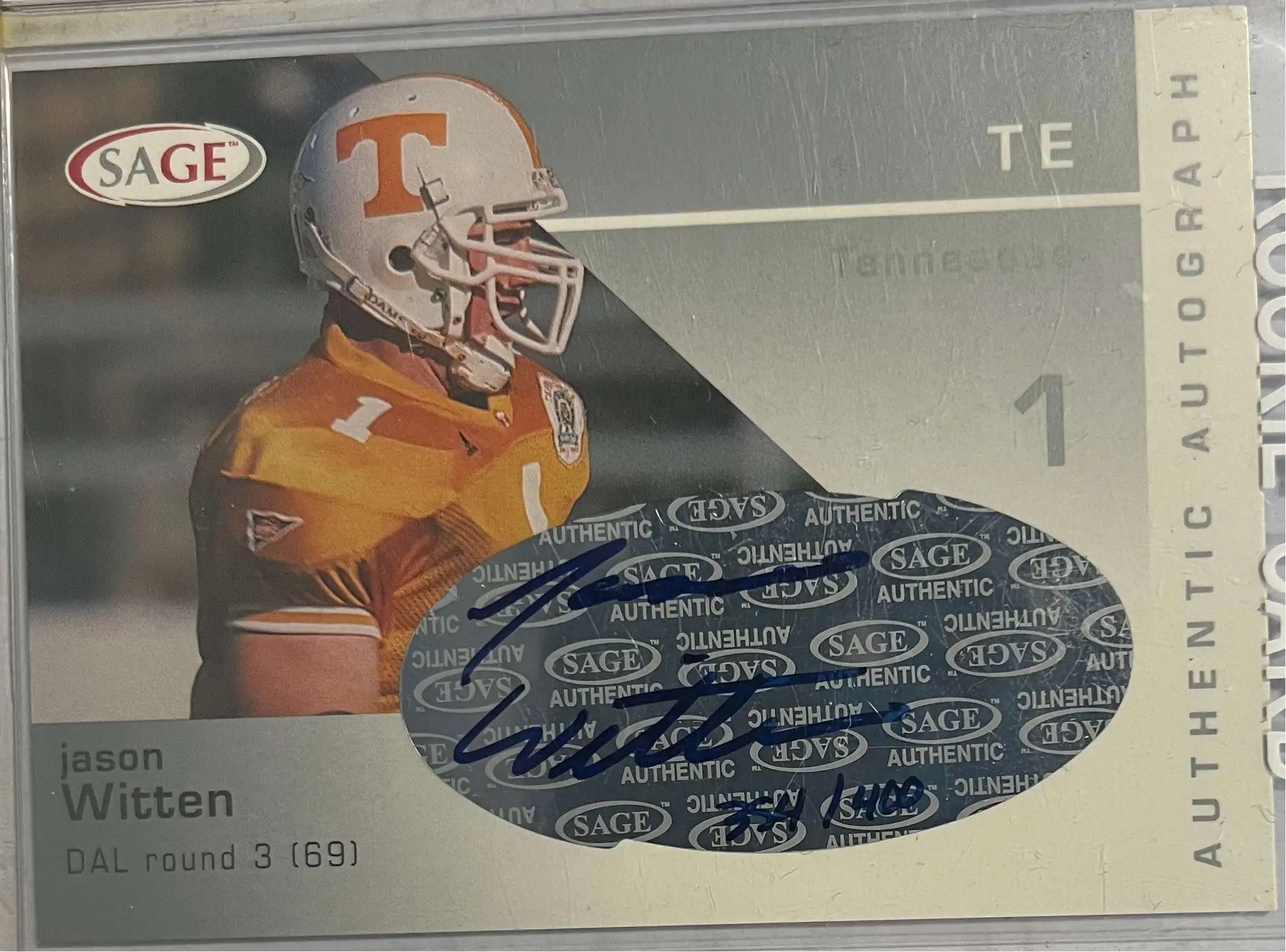 NFL 2003 Sage Collectibles Jason Witten Autographed Trading Card A44 Rookie  Autograph - ToyWiz