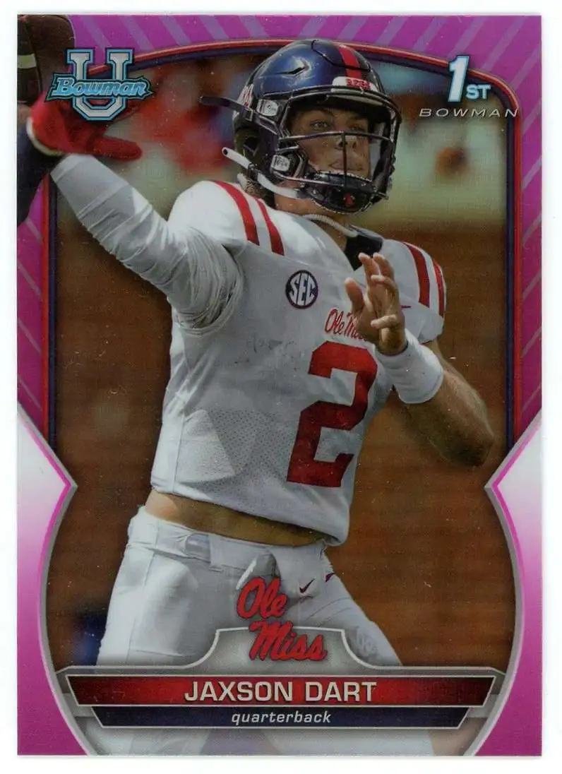 NFL Ole Miss Rebels 2022 Bowman Chrome University Pink 1st Bowman Jaxson Dart #94